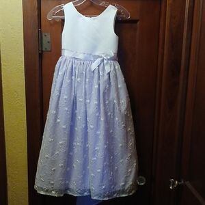 Charming White and Lavender Kids Formal Dress